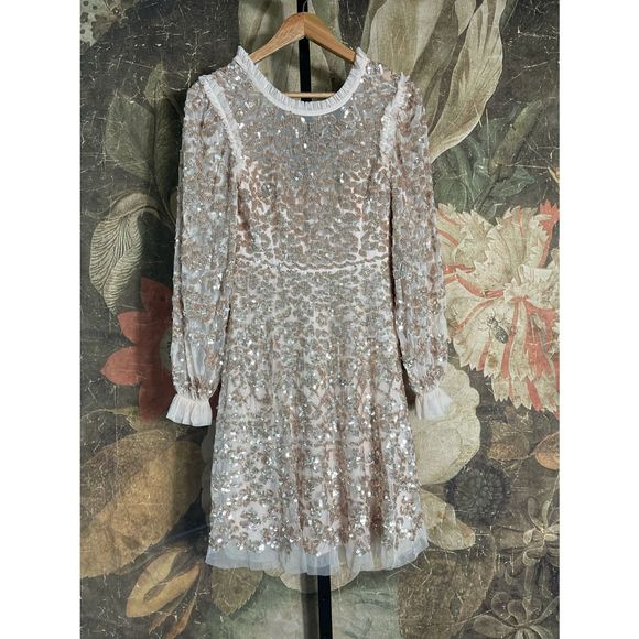 NEW NEEDLE & THREAD MIRABELLE SEQUIN MINI DRESS US sz 6 - Picture 3 of 5